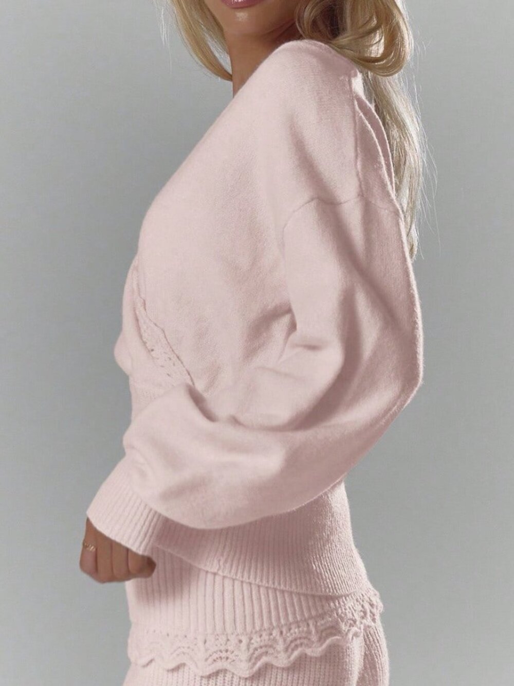 Baby Pink Casual Women's Sweater - Picture 4 of 6